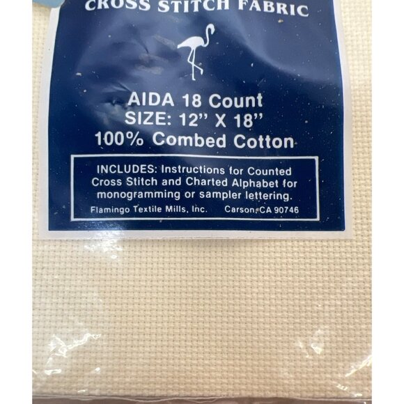Flamingo Mills Counted Cross Stitch Fabric Aida 18 Count 12" X 18" 100% Combed C - Picture 2 of 2